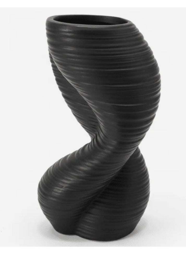 AKDC Contemporary Ceramic Decorative Vase – Bold Black Finish with Unique Sculptural Design, 20 × 10 cm - Image 4